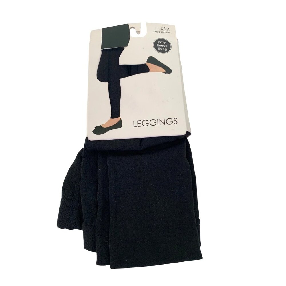 New Kohls Girls Size Small / Medium Black Tight Leggings PTG-1708 Cozy Fleece Li